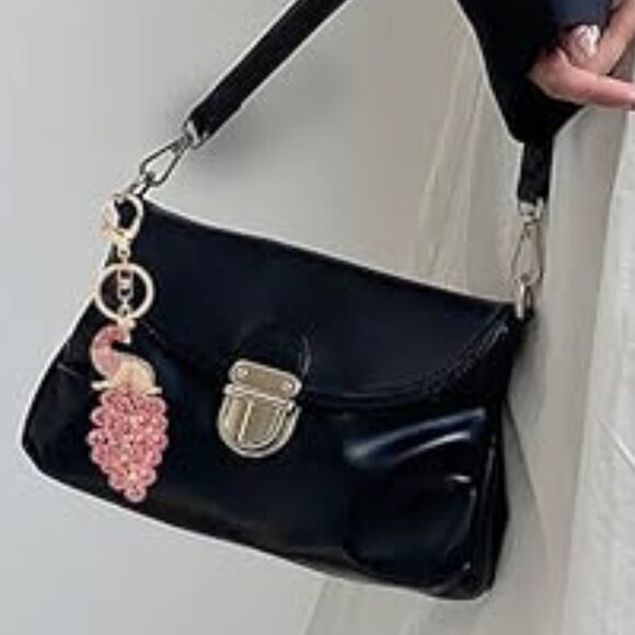 Peacock Crystal Rhinestone Keychain Bag Charm - Picture 14 of 15